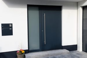 front door with privacy glass.