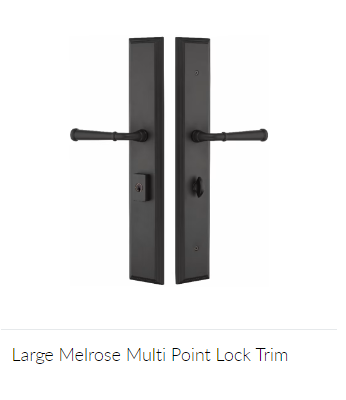 Large Melrose Multi-Point Lock Trim A photo of an Emtek multi-point lock in matte black.