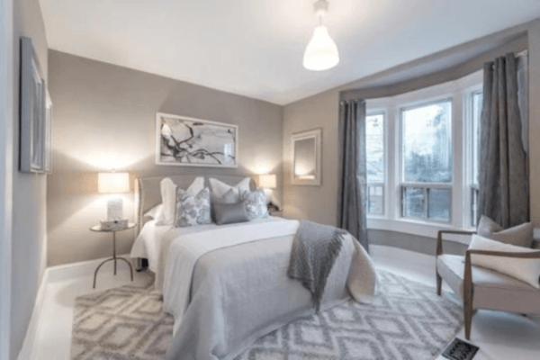 A photo of the inside of Meghan Markle's bedroom when she lived in a townhouse in Toronto.