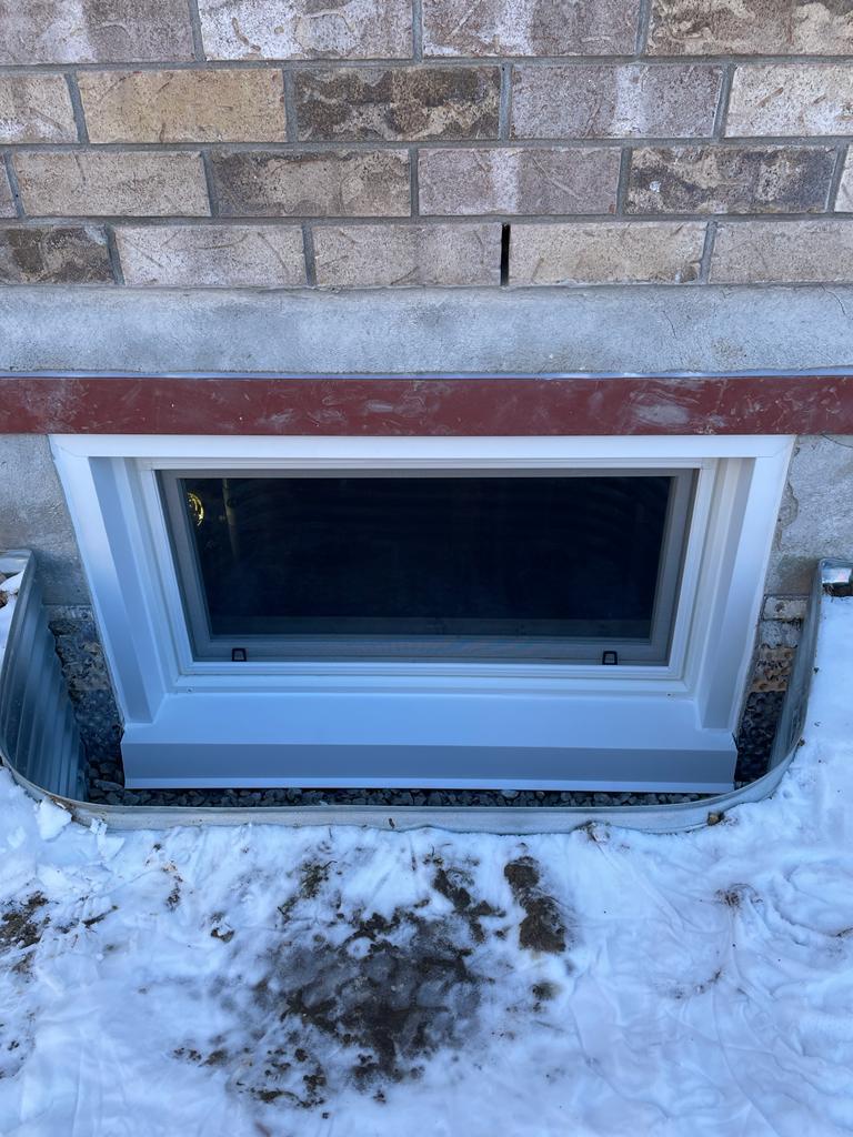 A newly installed egress window.